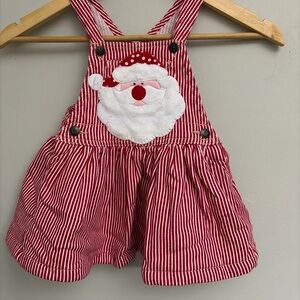 Baby B’gosh Red Striped Santa Kids Overalls dress size 18 months